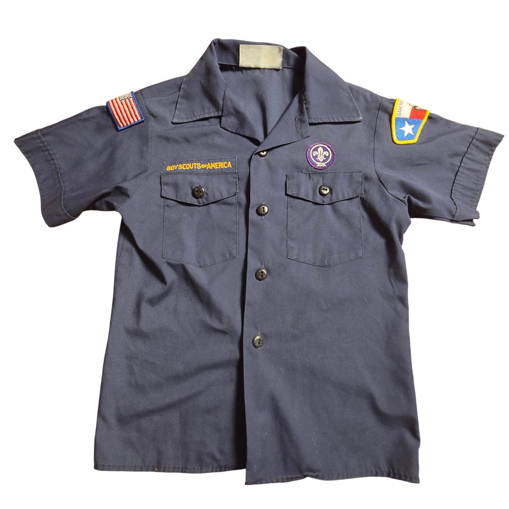 Boy Scouts of America BSA Official Youth Shirt M Navy Short Sleeve Patches